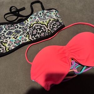 2 Bandeau Bikini Tops w/ straps - Medium